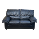 2 seater black leather convertible sofa 150cm