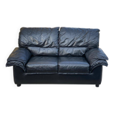 Canapé 2 places en cuir noir convertible 150cm
