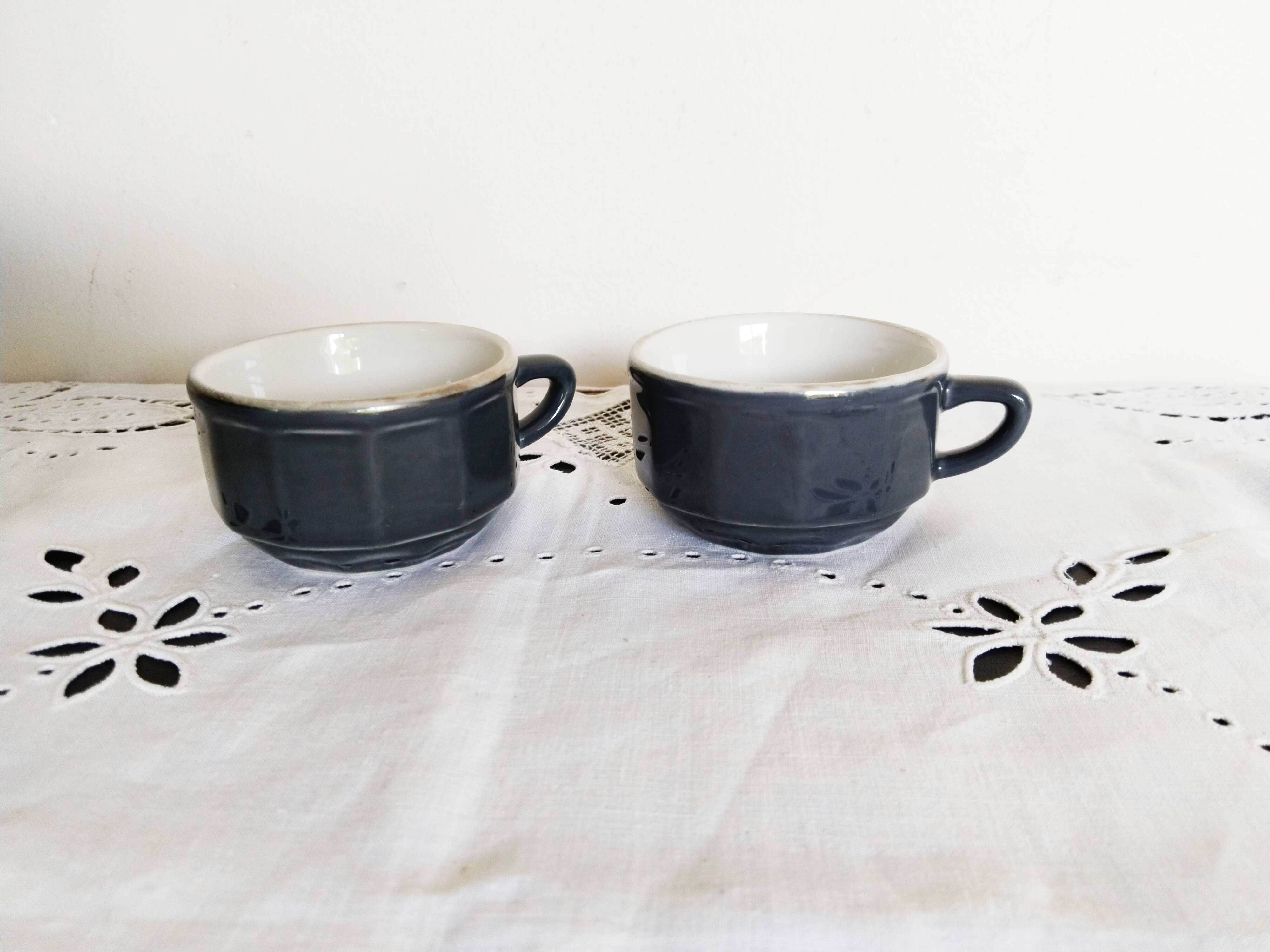 Apilco bistro coffee cups, gray and silver