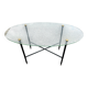 Oval glass and brass coffee table 1950