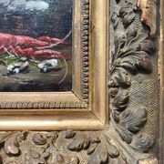 HSP painting "Still life with mussels and lobster" 19th century signed Bournay + frame