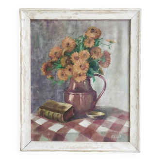 Oil painting on canvas HST still life flowers
