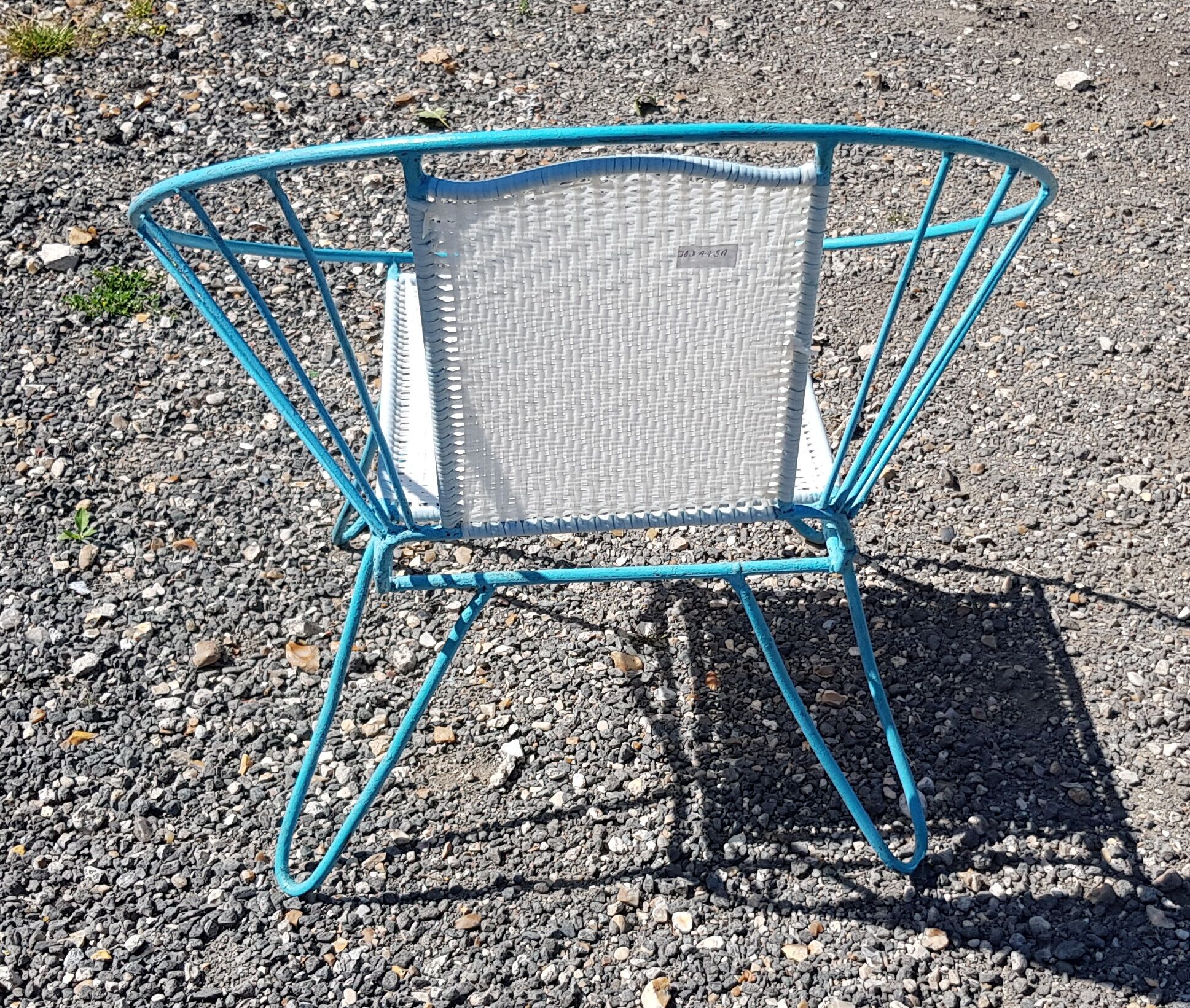 Fauteuil vintage en métal turquoise