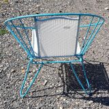Old vintage turquoise metal armchair
