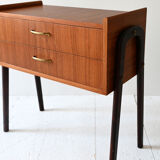 1950s Scandinavian Teak Nightstand with Brass Handles