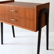 1950s Scandinavian Teak Nightstand with Brass Handles