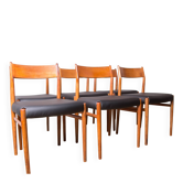 6 Danish chairs in teak and new skai, model 418 Arne Vodder 1960.