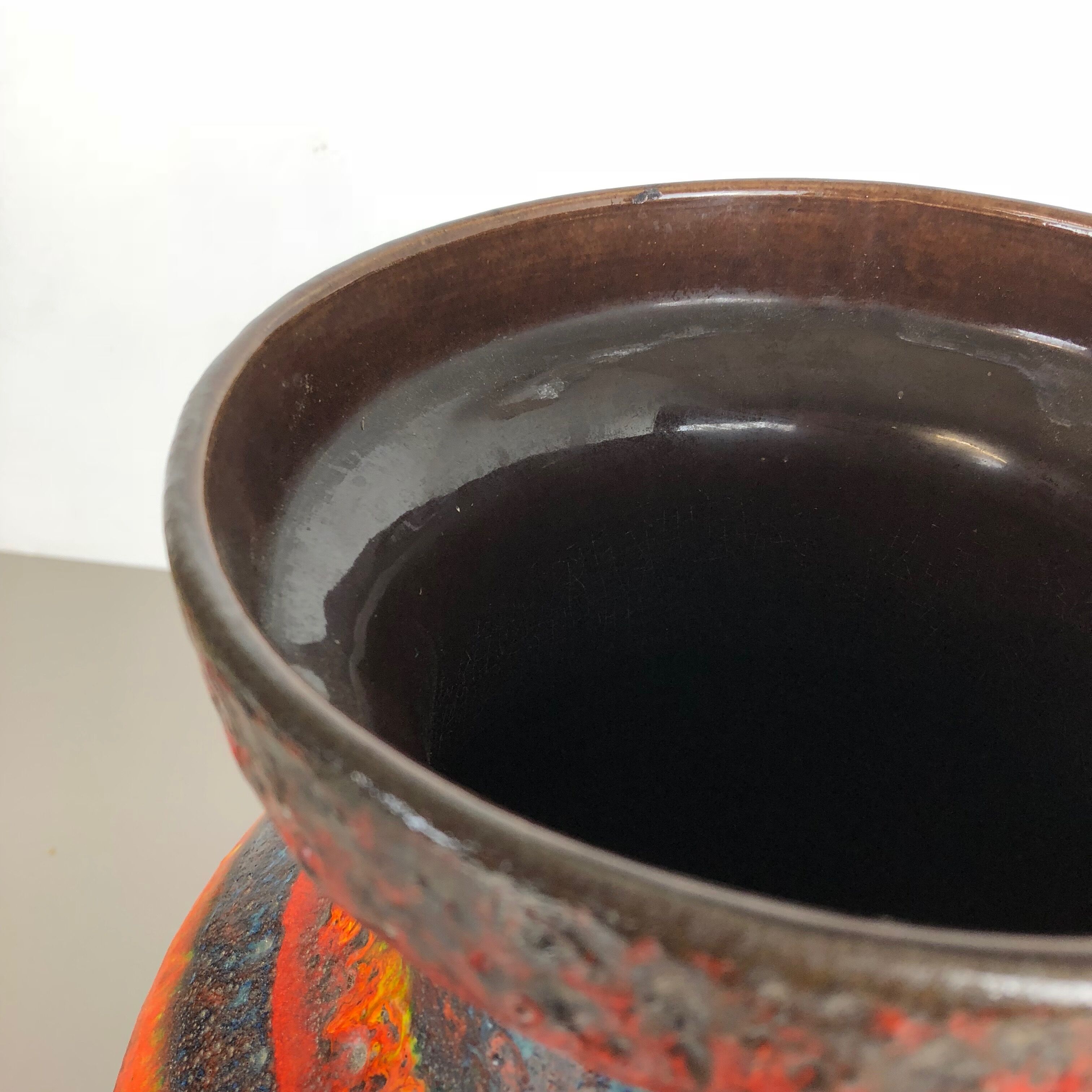 Multi-Color Pottery Fat Lava Multi-Color Floor Vase Made by Scheurich, Germany 1970s