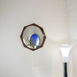 Italian octagonal teak mirror attributed to Campo & Graffi from the 1960's