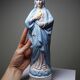 Grande Sainte Vierge au Sacré Coeur en biscuit polychrome ancienne