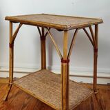 Rattan and cork side table