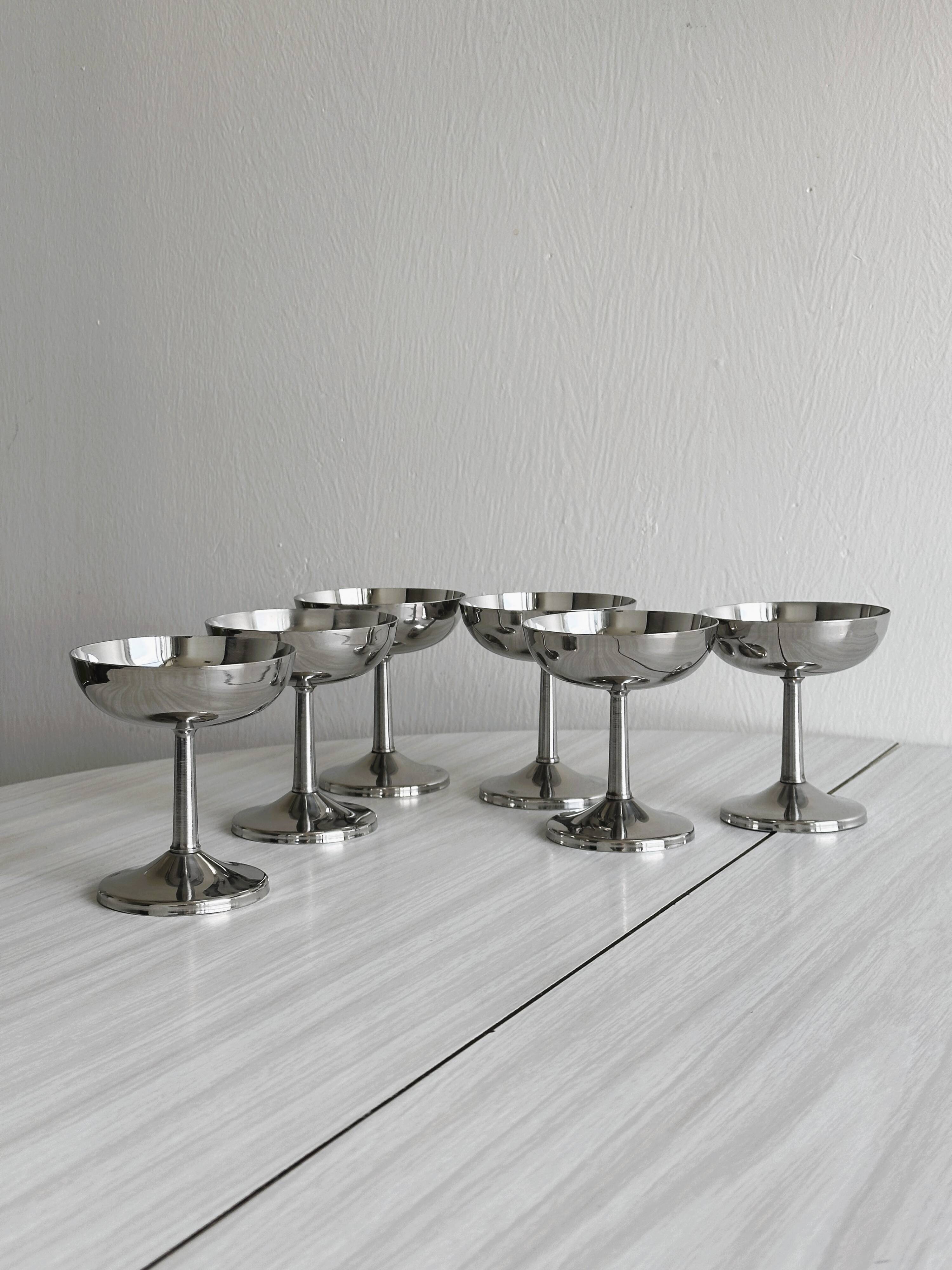 6 stainless steel footed bowls, Letang Remy style