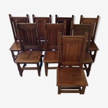 Série 8 chaises Louis XIII