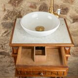 Vanity unit - antique washbasin in wood and marble