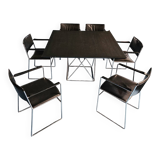 Arco dining set by Arnold Merckx with a rare Arco matching table 1980s black leather / black top