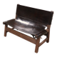 20th century leather and wood bench
