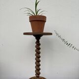Guéridon torsadé vintage / sellette en bois tourné ancienne / table d’appoint vintage