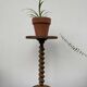 Vintage twisted pedestal table / antique turned wooden harness / vintage side table