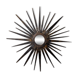XL wooden sun mirror, France, 1960, 80 cm