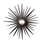 XL wooden sun mirror, France, 1960, 80 cm