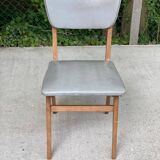 Scandinavian office chair in solid wood and gray skai leather