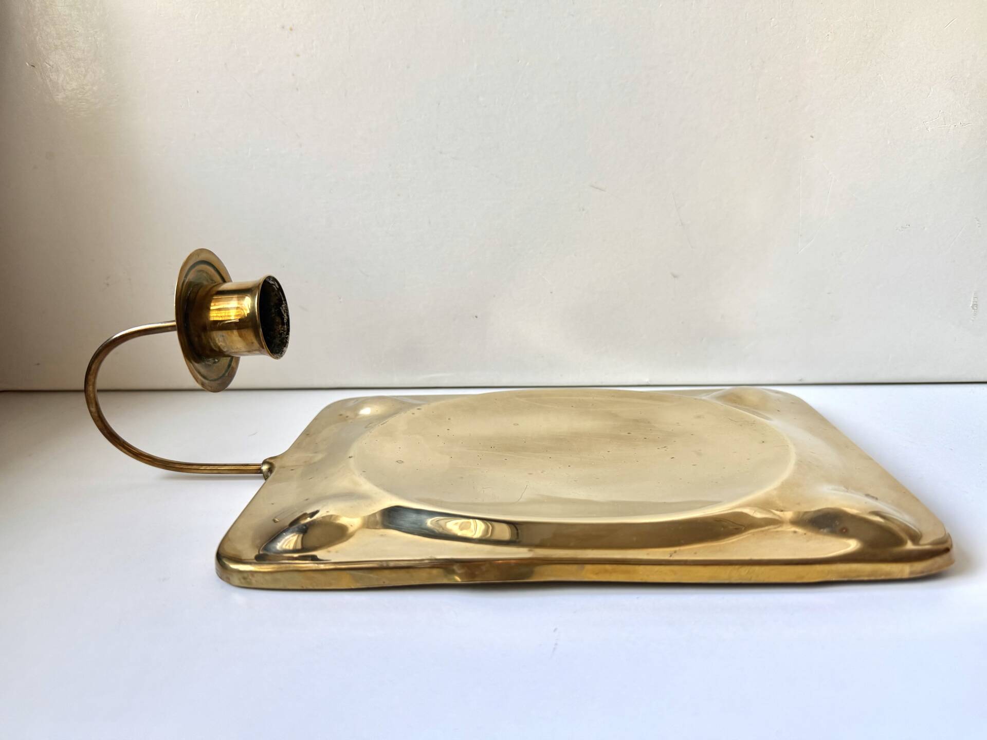 Vintage Scandinavian Brass Wall Candle holder Sconce height 29cm