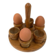 Set of 6 vintage olive wood egg cups