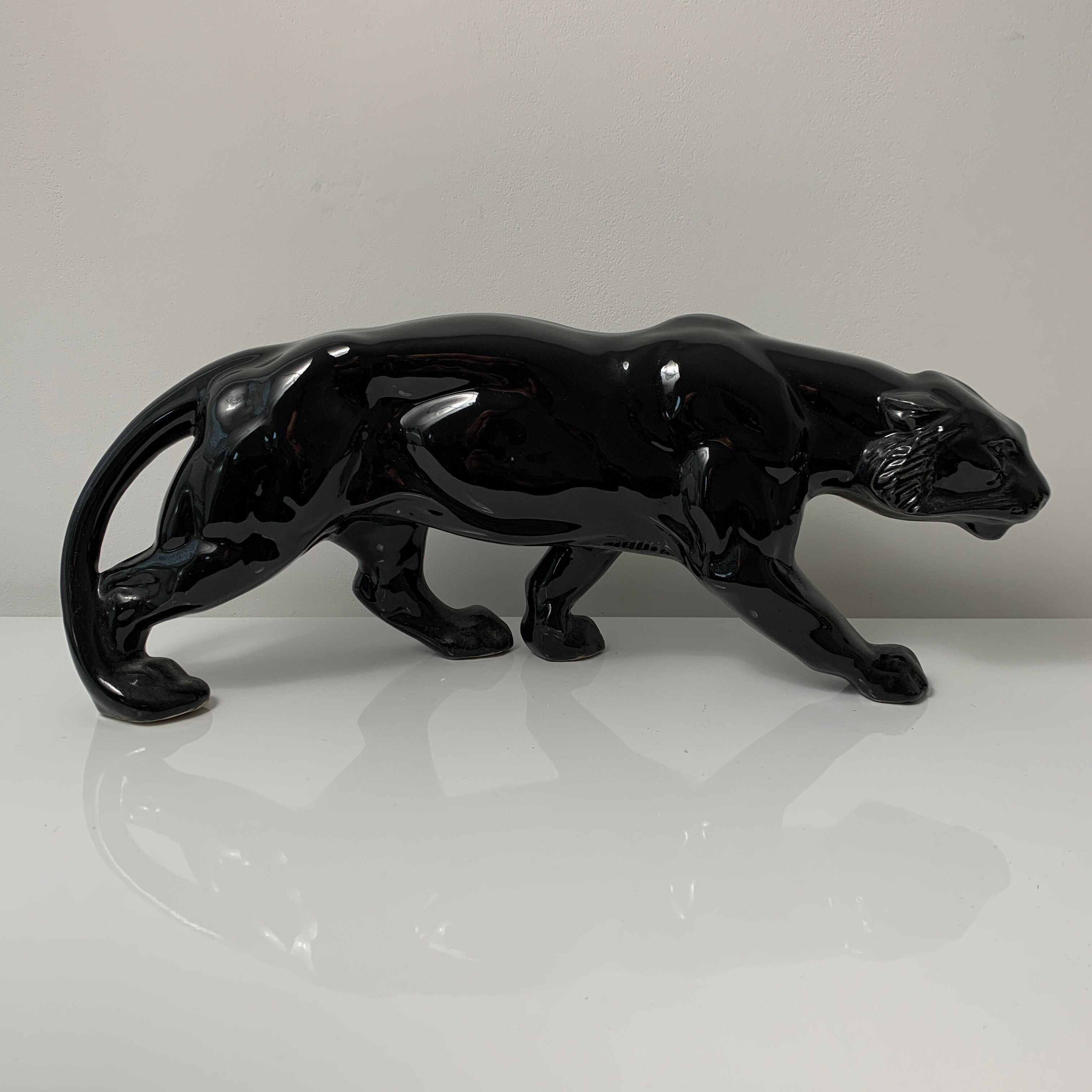 Black ceramic tiger art deco style