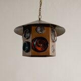 Swedish Mid Century Copper & Glass Ceiling Pendant by Erik Höglund, 1960s