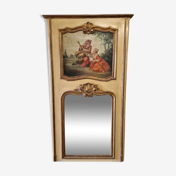 Louis XV style Trumeau - Lacquered and molded wood - Stylized shell decoration