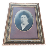 Photo ancienne portrait encadré bois et stuc