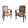 Pair of armchairs style ancient empire carved mahogany