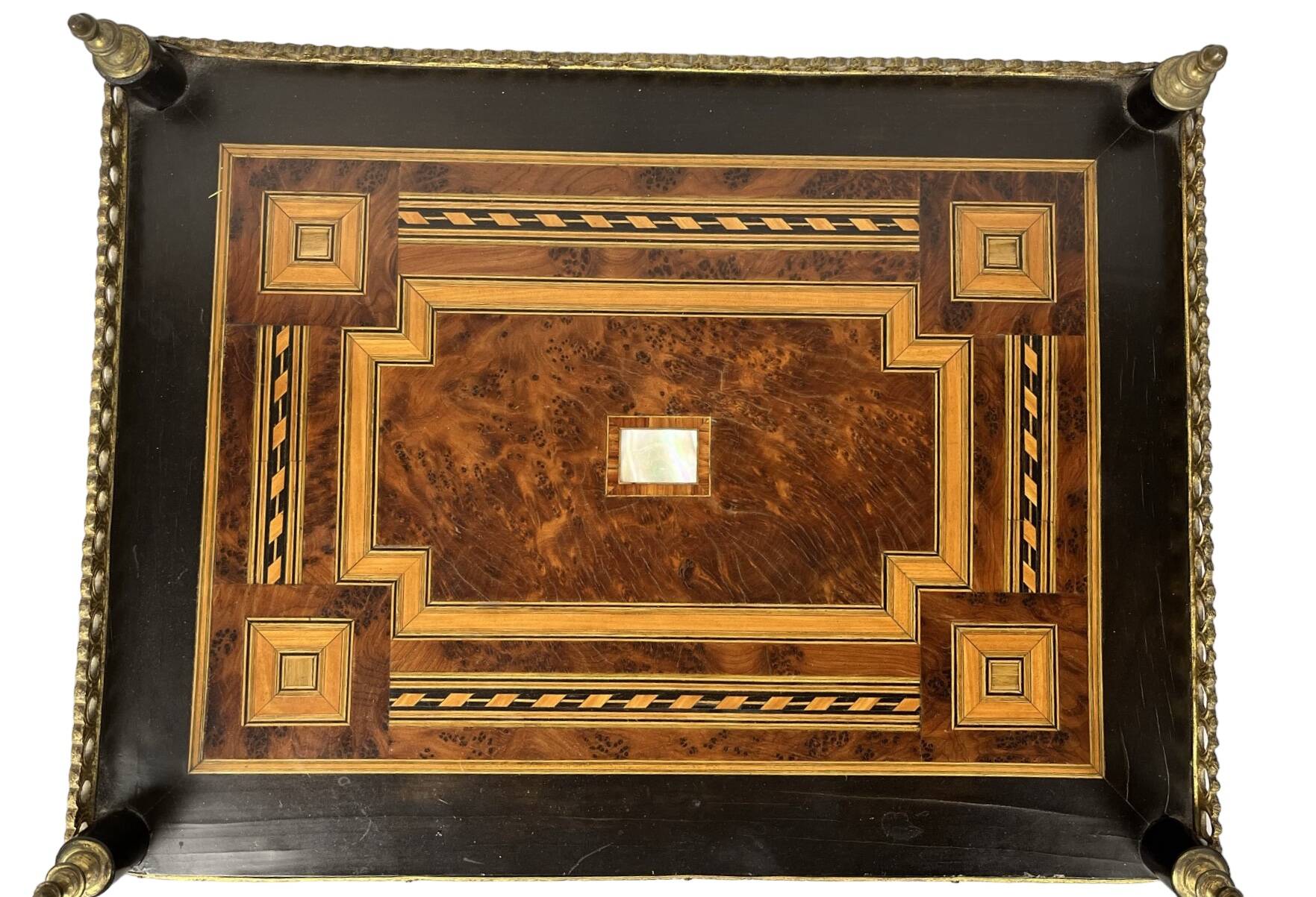 Old three-level Napoleon III marquetry sideboard, late 19th century