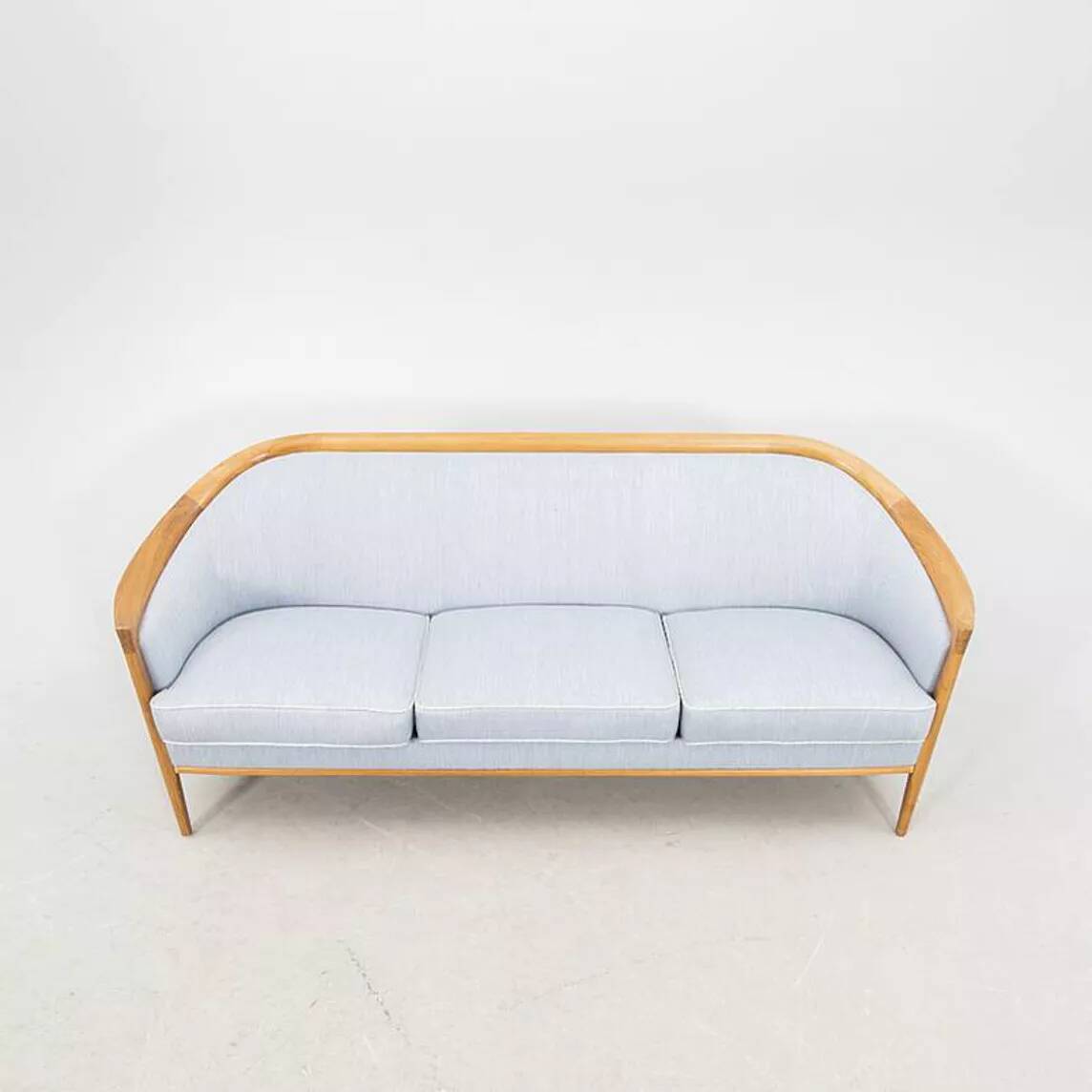 Vintage Scandinavian 3-seater sofa in walnut, Bertil Fridhagen, stamped Bröderna Anderssons.
