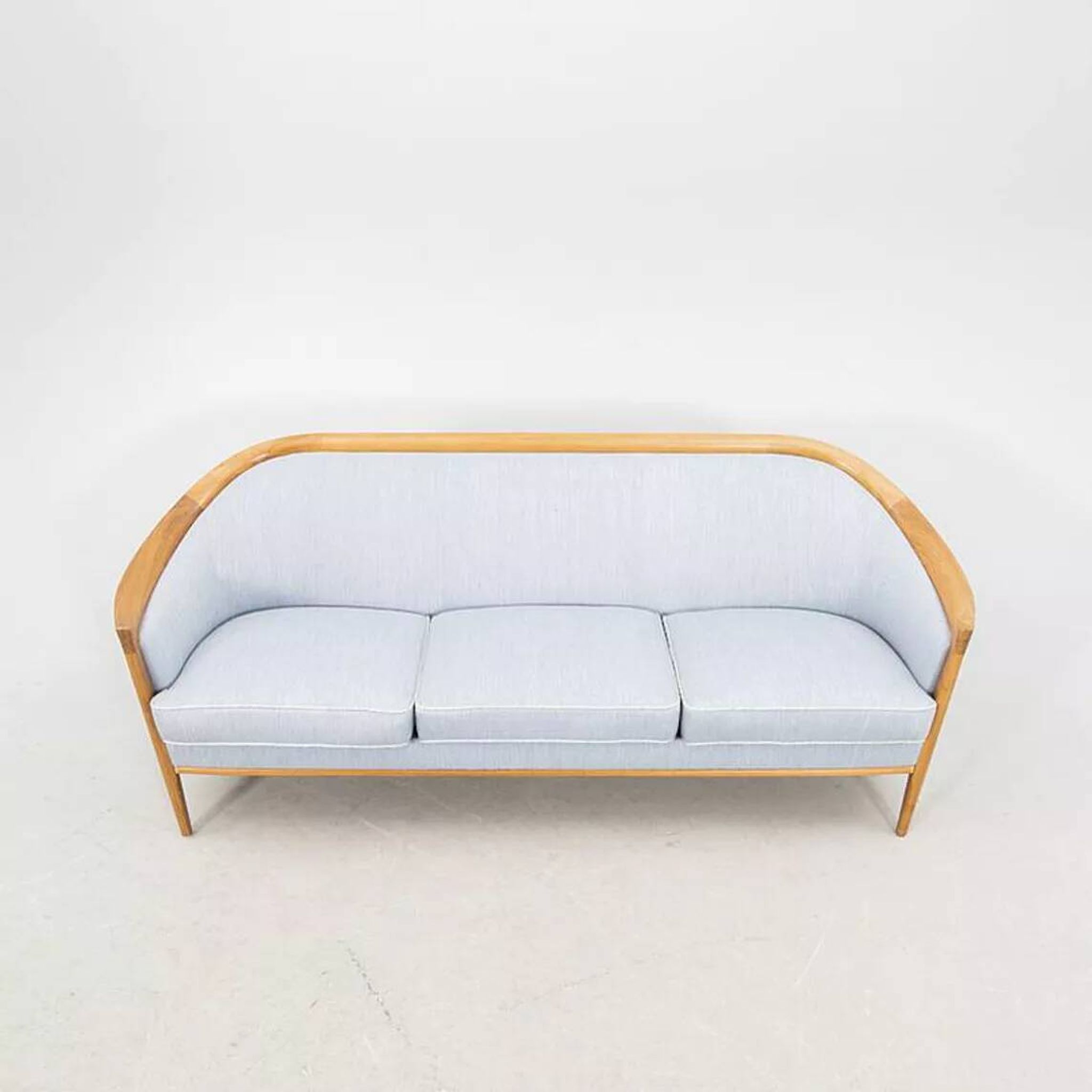 Vintage Scandinavian 3-seater sofa in walnut, Bertil Fridhagen, stamped Bröderna Anderssons.
