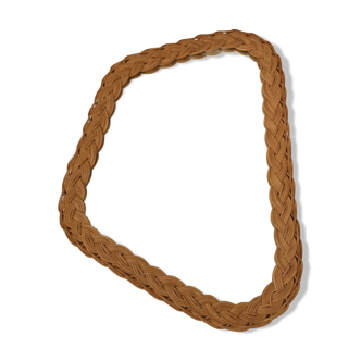 Vintage mirror free form wicker rattan 41x30cm