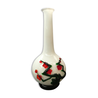 Former vase Murano multilayer glass white green decor - vintage red