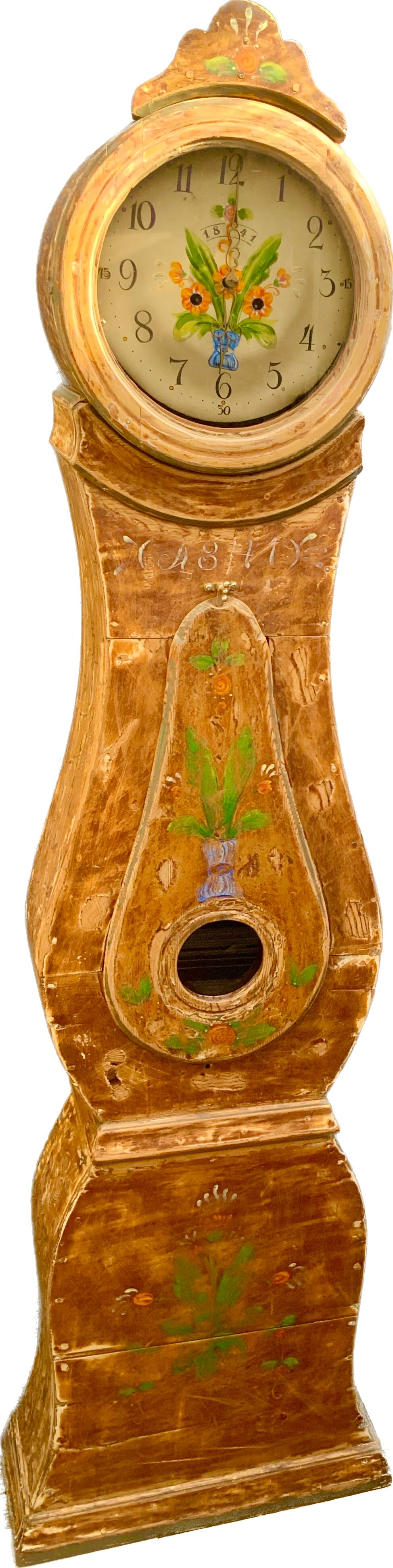 Antique swedish long case mora clock 1841