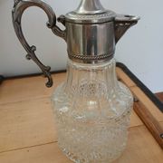 Antique pewter and glass carafe