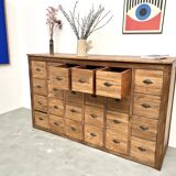 Vintage workshop furniture with 24 drawers in solid pine – 1950s