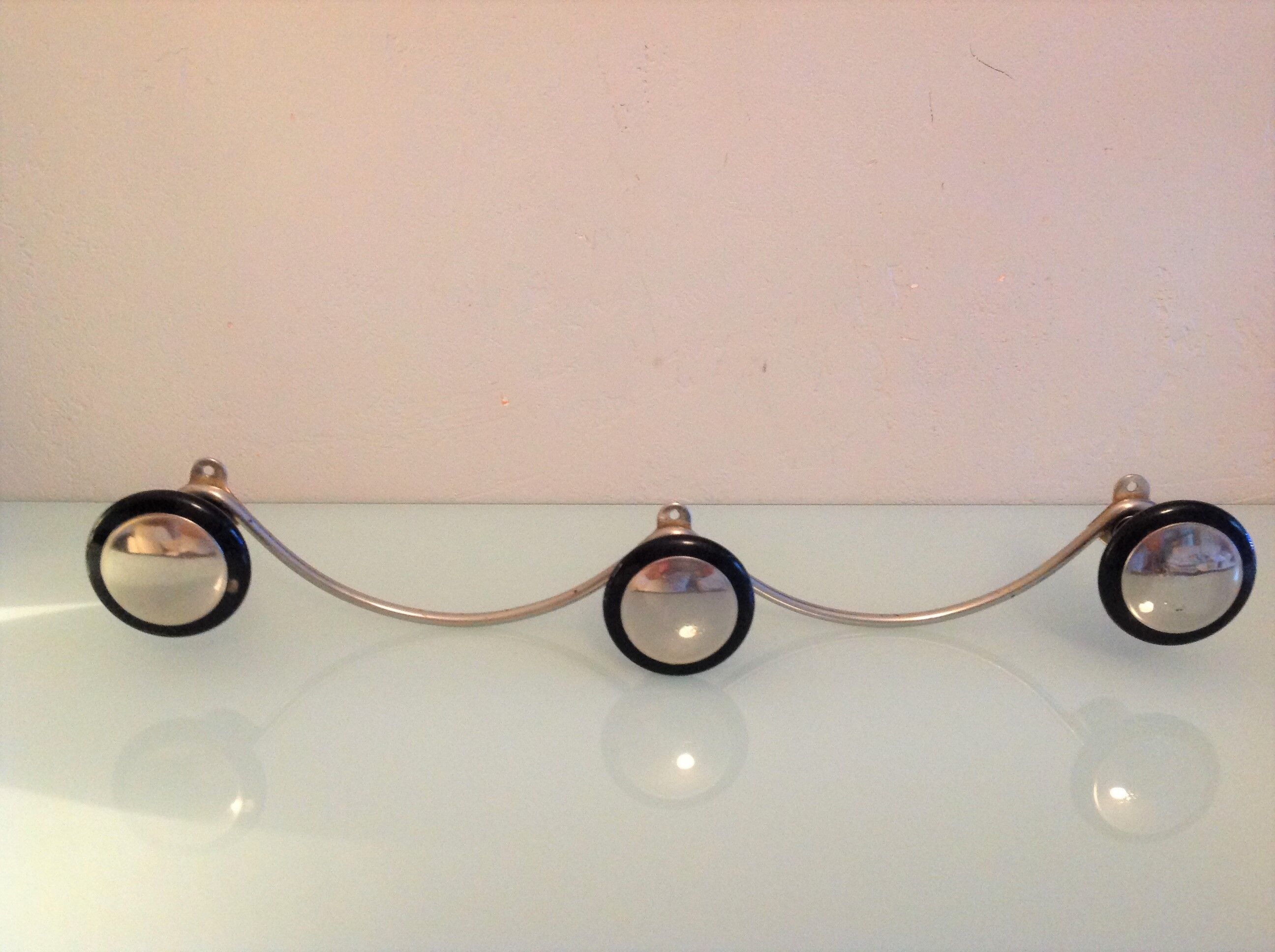 Moustache hook with three chrome heads / vintage 60s-70s