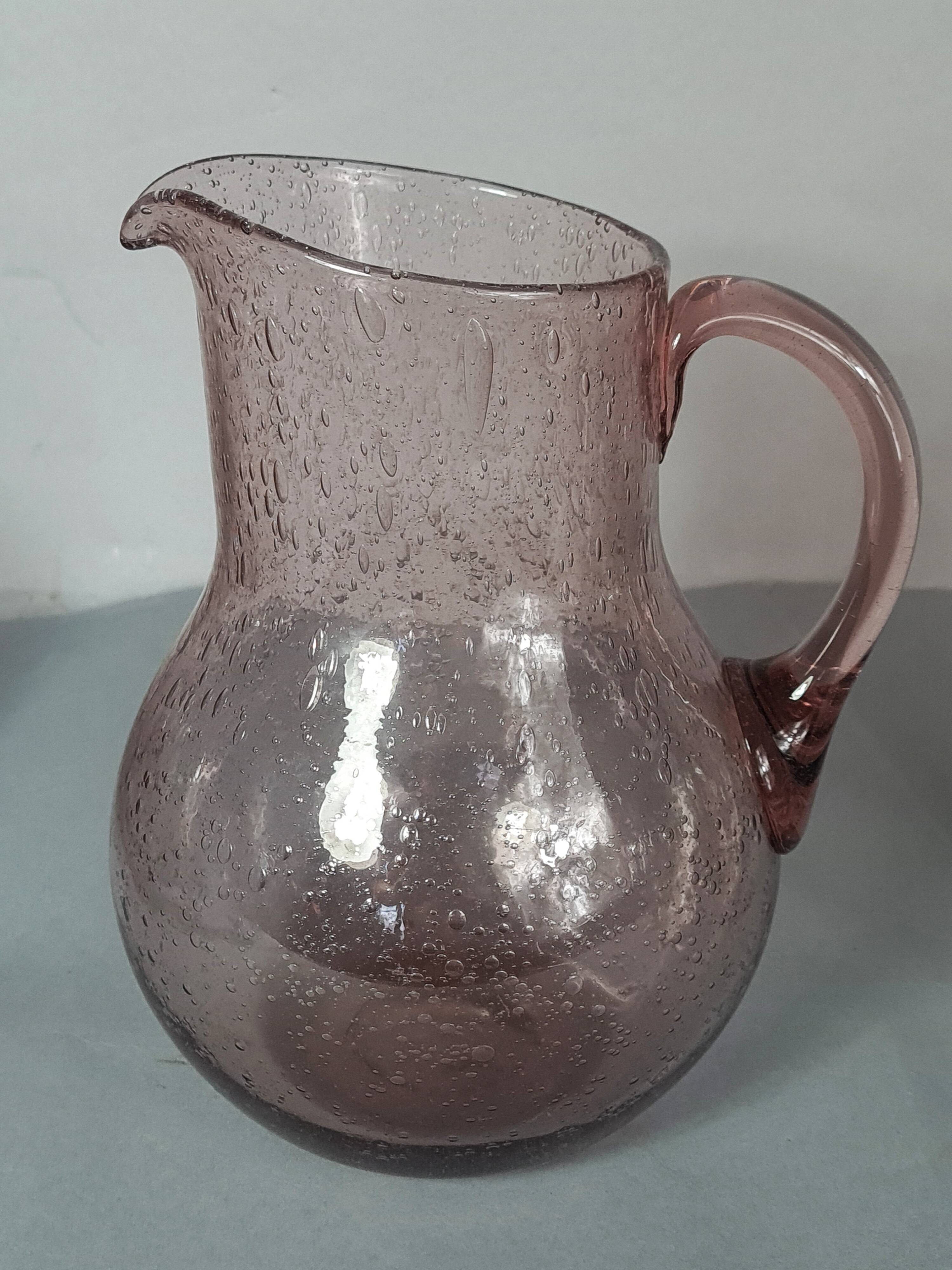 Biot pichet verre soufflé bullé modèle Ventru 22 cm couleur améthyste SD208