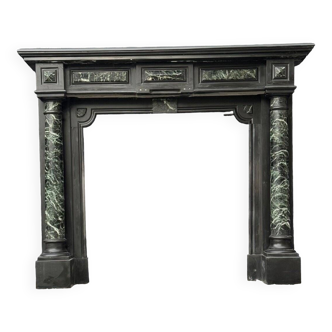 Napoleon III Fireplace In Belgian Black And Green Marble Antiques, Circa 1880