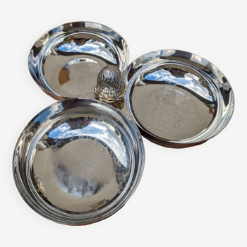 Servant 3 cups in silver metal