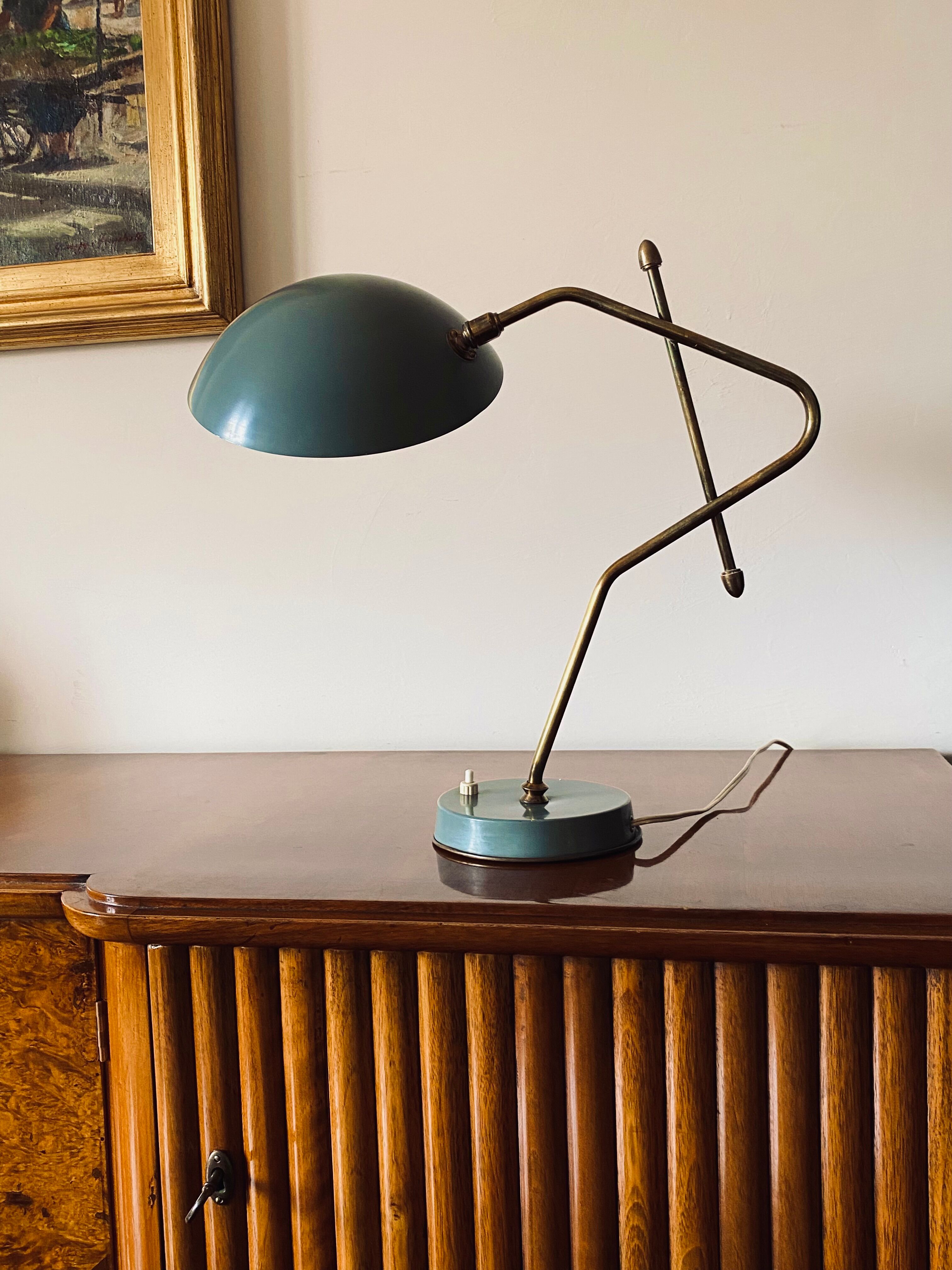 Light blue table lamp, France 1960s