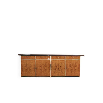 Buffet en radica et métal doré moderniste des années 70