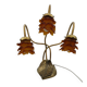 Lamp with brass leaves and glass paste flowers.