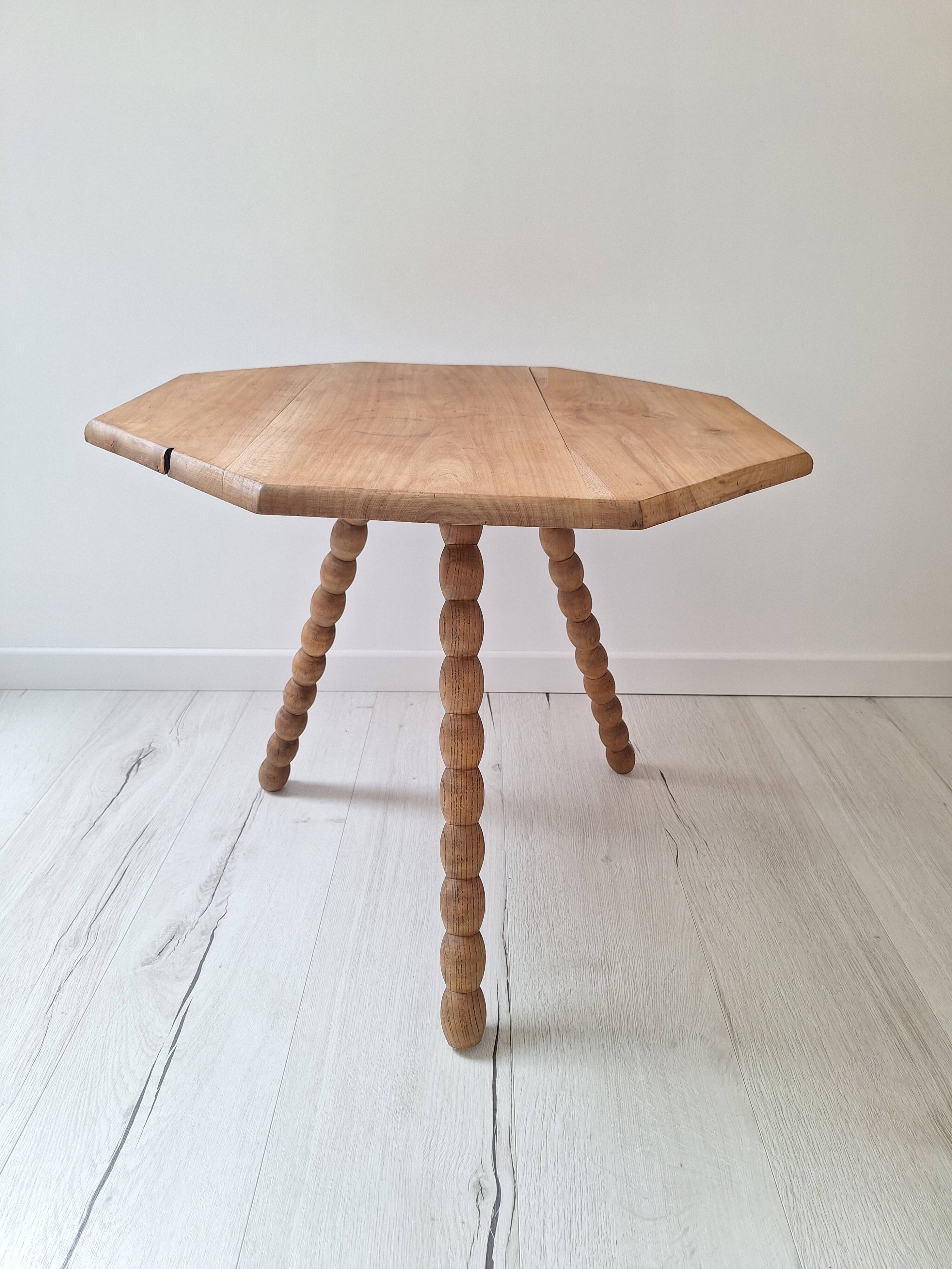 Table basse / bout de canapé / Table d'appoint tripode plateau octogone