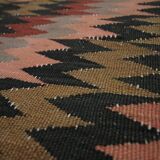 Zig-Zag Kilim Runner Rug, Vintage 1980s Wool Tribal Carpet 298 x 99 cm