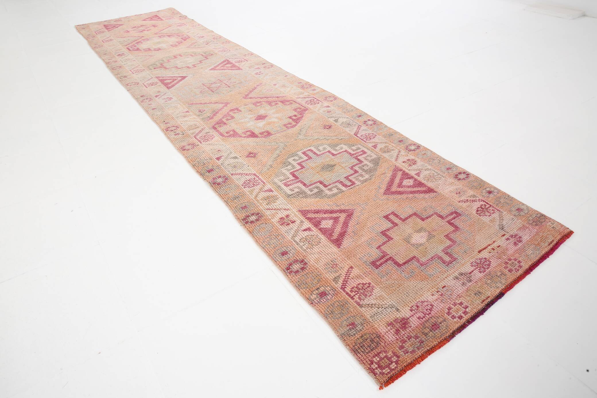 3X12 Pale Red & Pink Soft Turkish Vintage Runner Rug